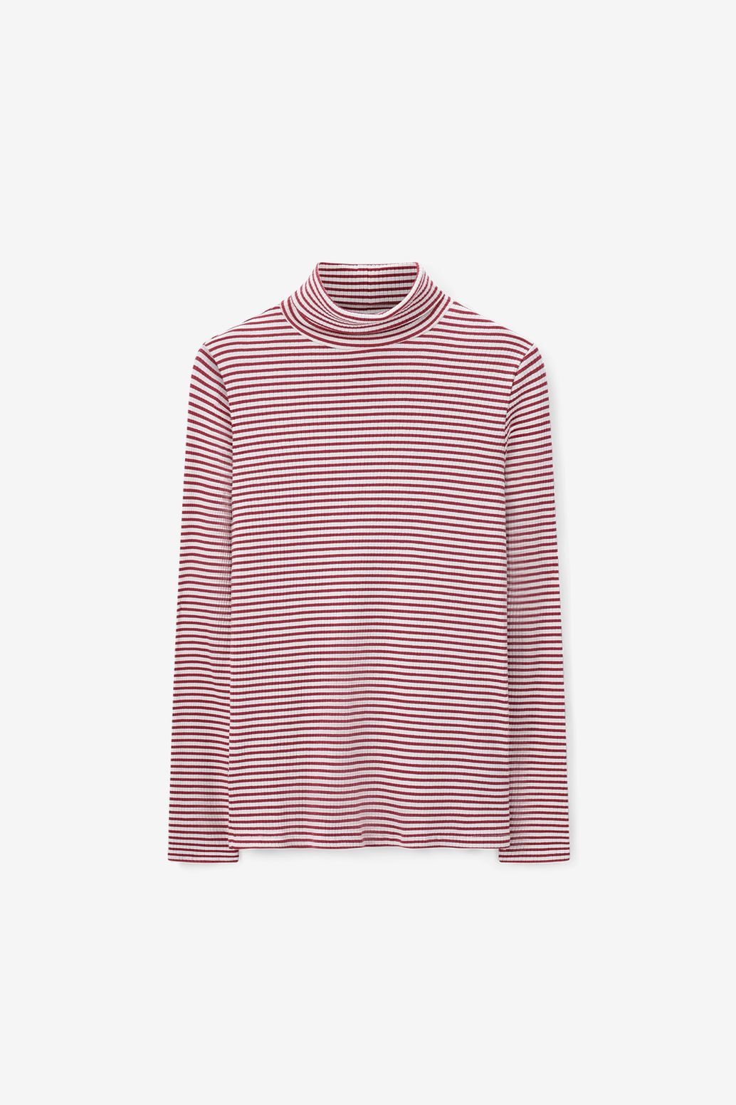 Pull à col roulé rayé - rouge foncé