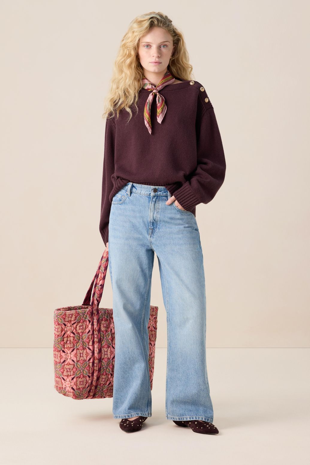 Pull avec boutons - marron foncé