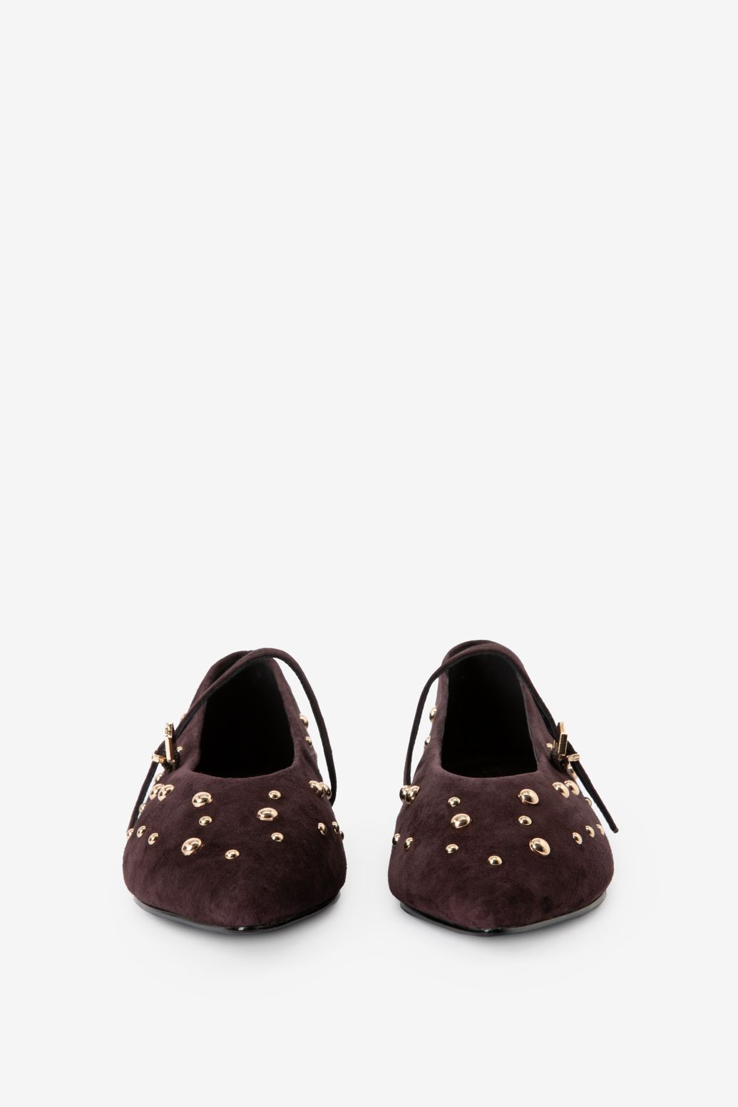 Ballerines en daim avec clous - rouge foncé