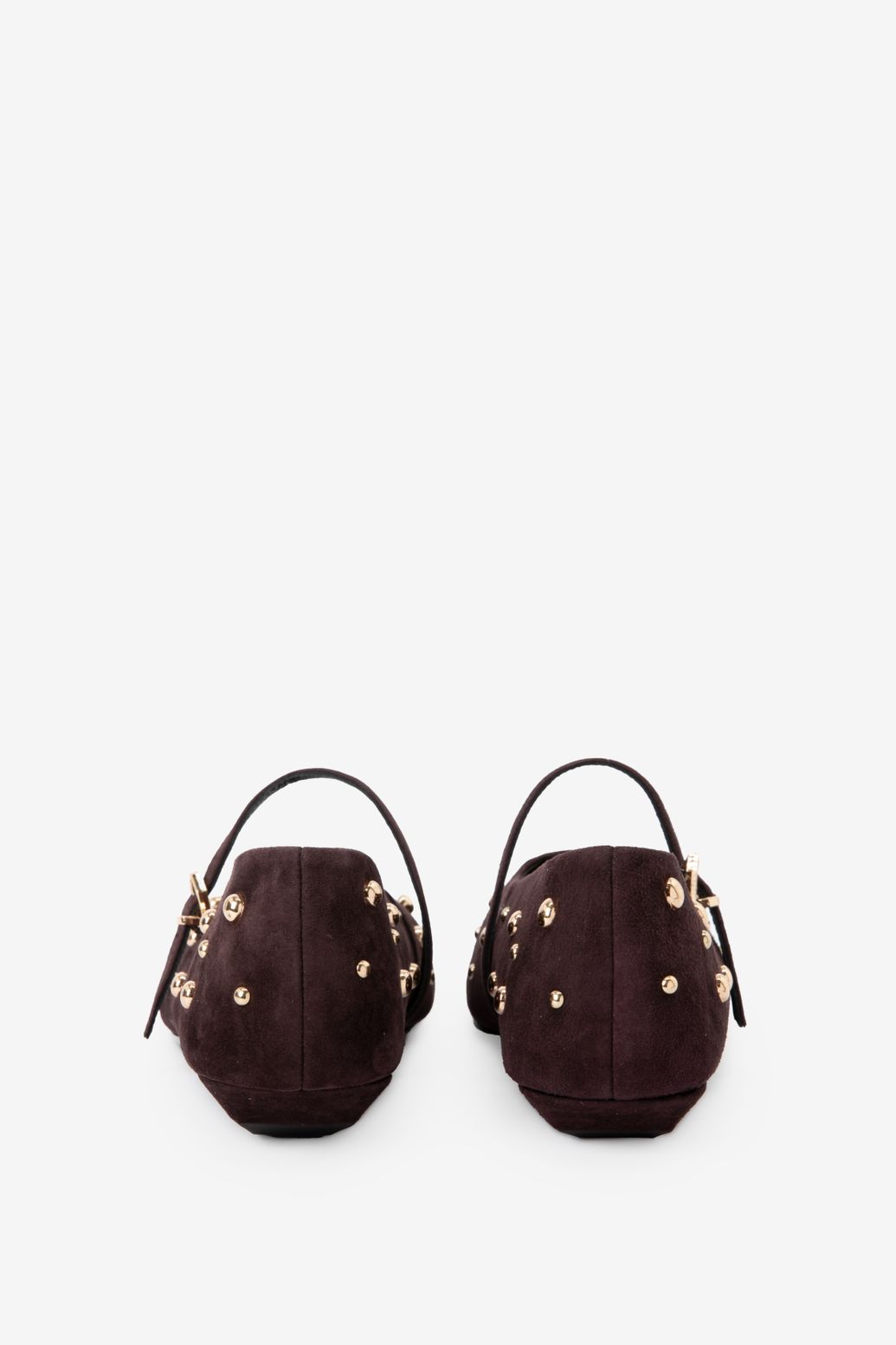 Donkerrode suède ballerina's met studs
