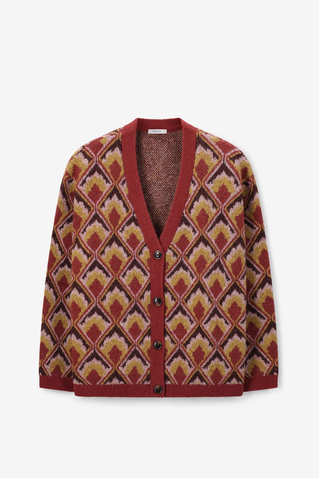 Gilet jacquard avec imprimé - rouge foncé
