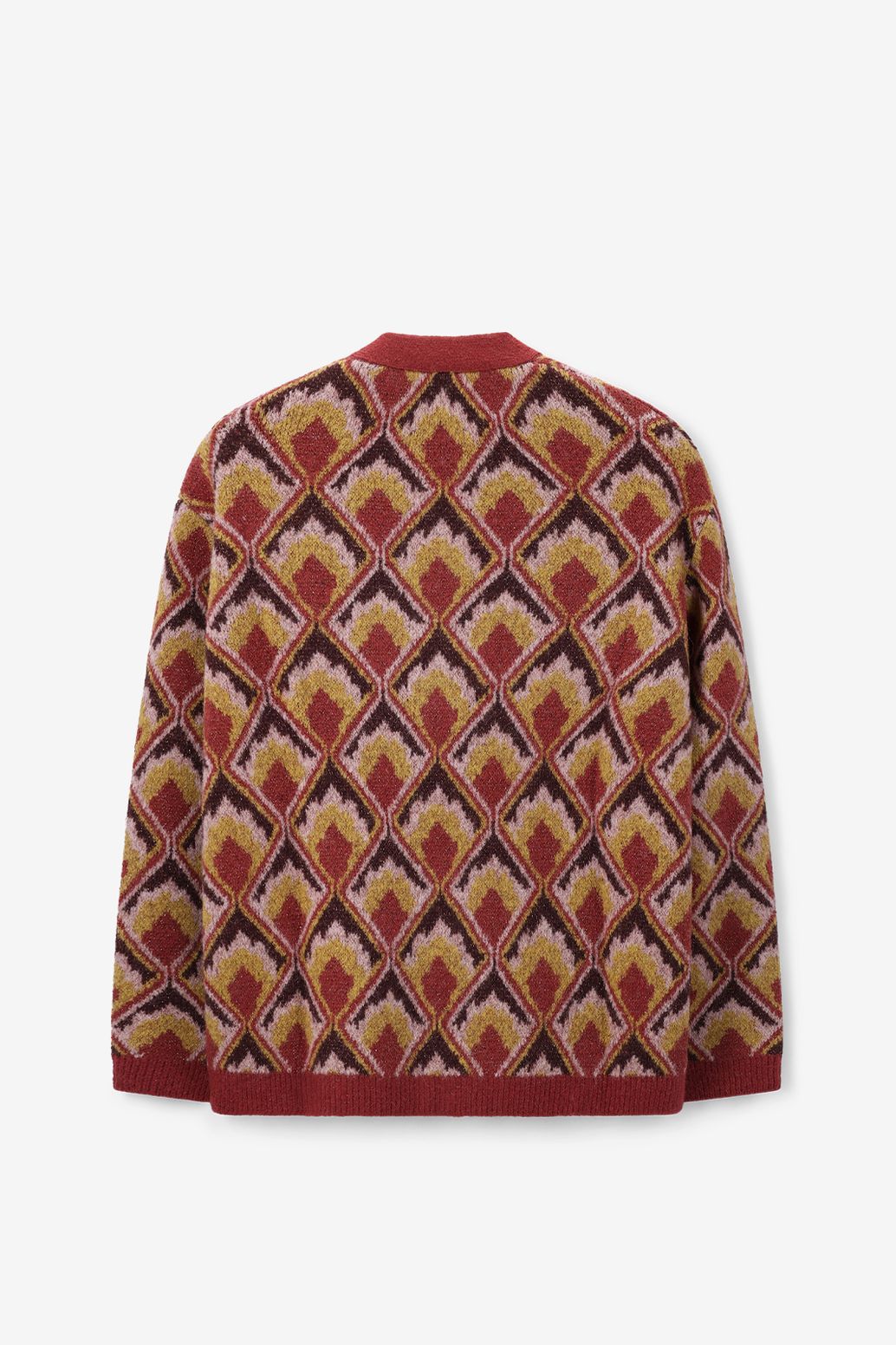 Gilet jacquard avec imprimé - rouge foncé