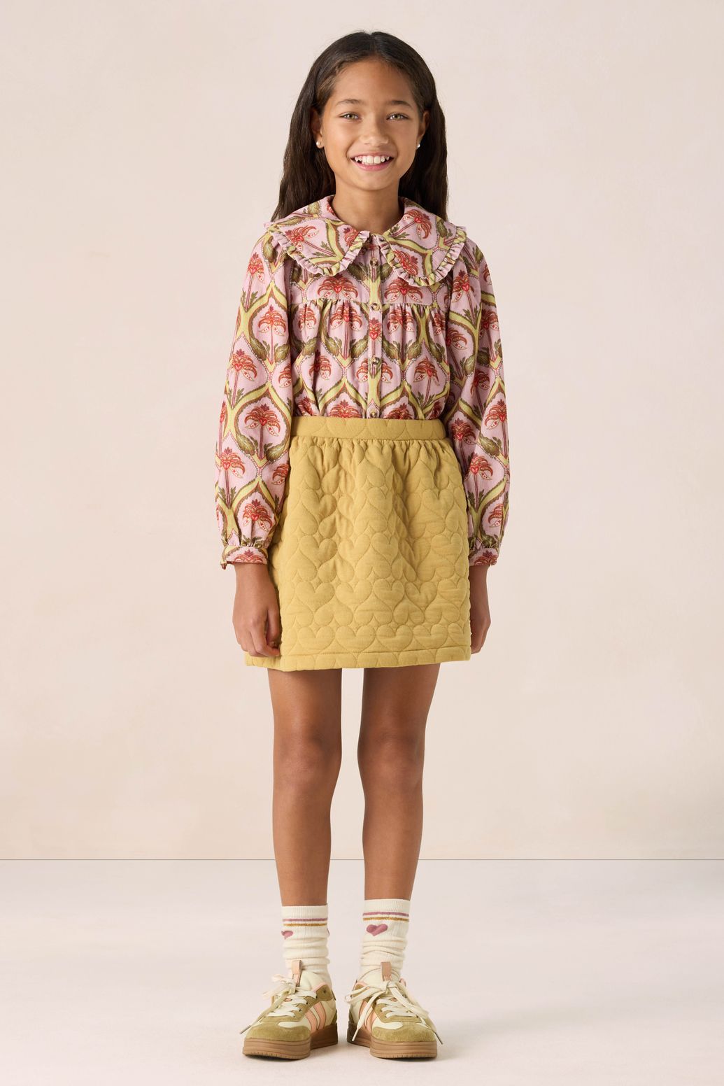 Bluse mit Palmenmuster - rosa