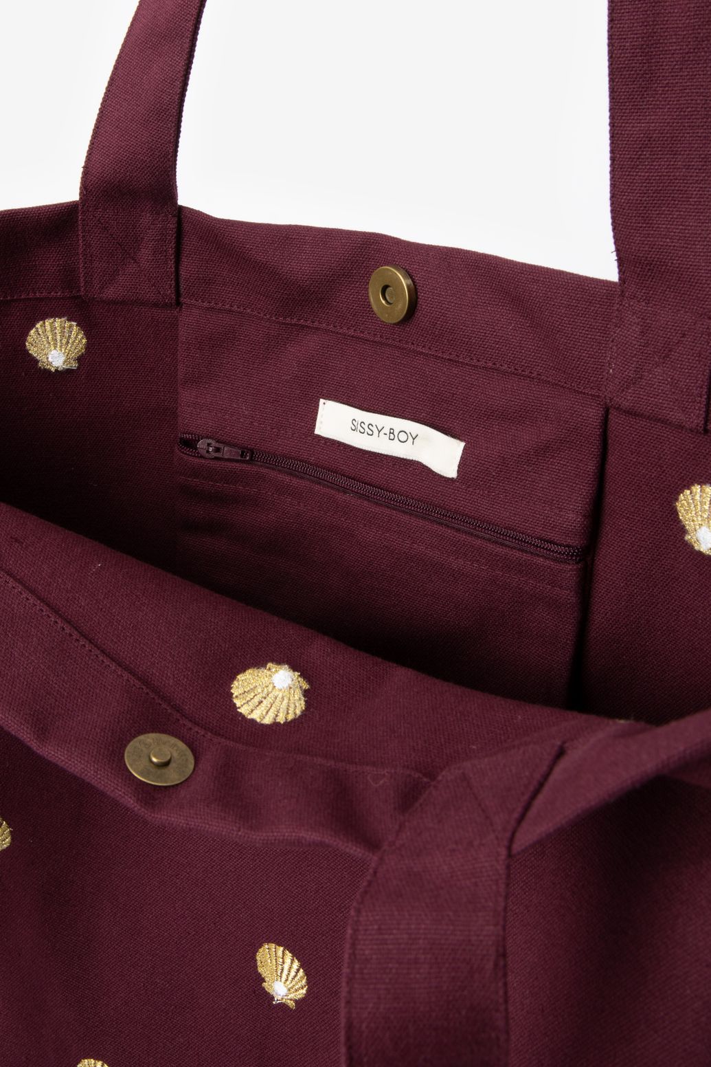 Cabas avec coquillages - rouge foncé