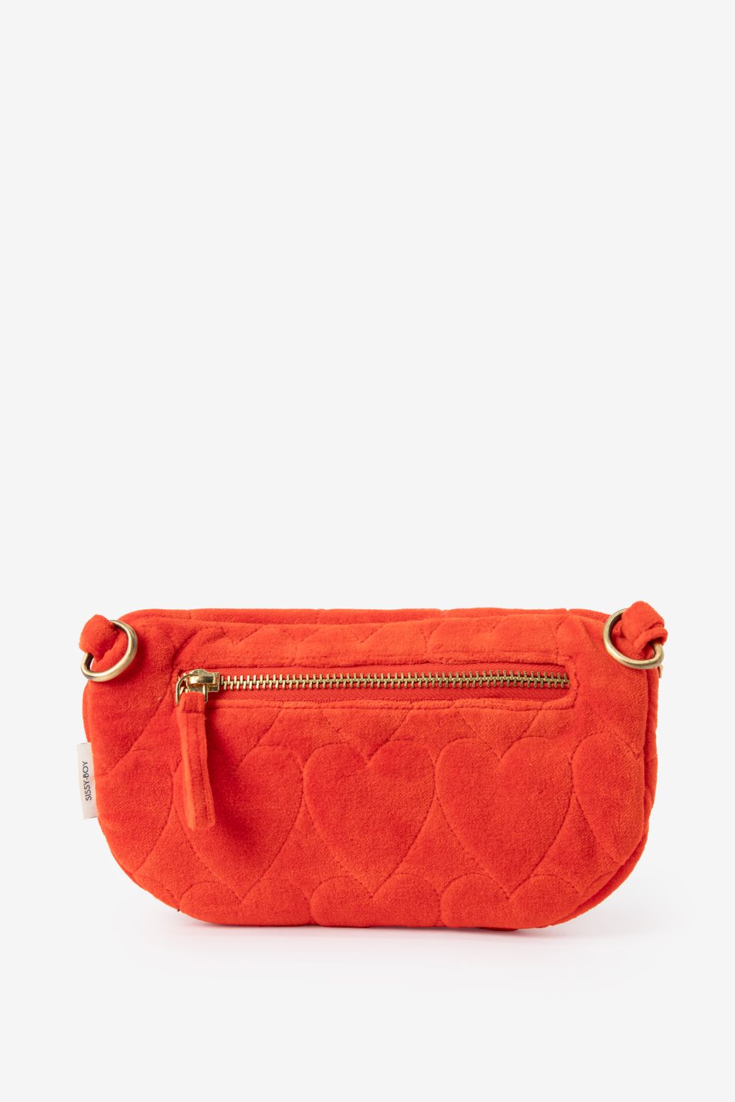 Sac bandoulière en velours avec cœurs - rouge