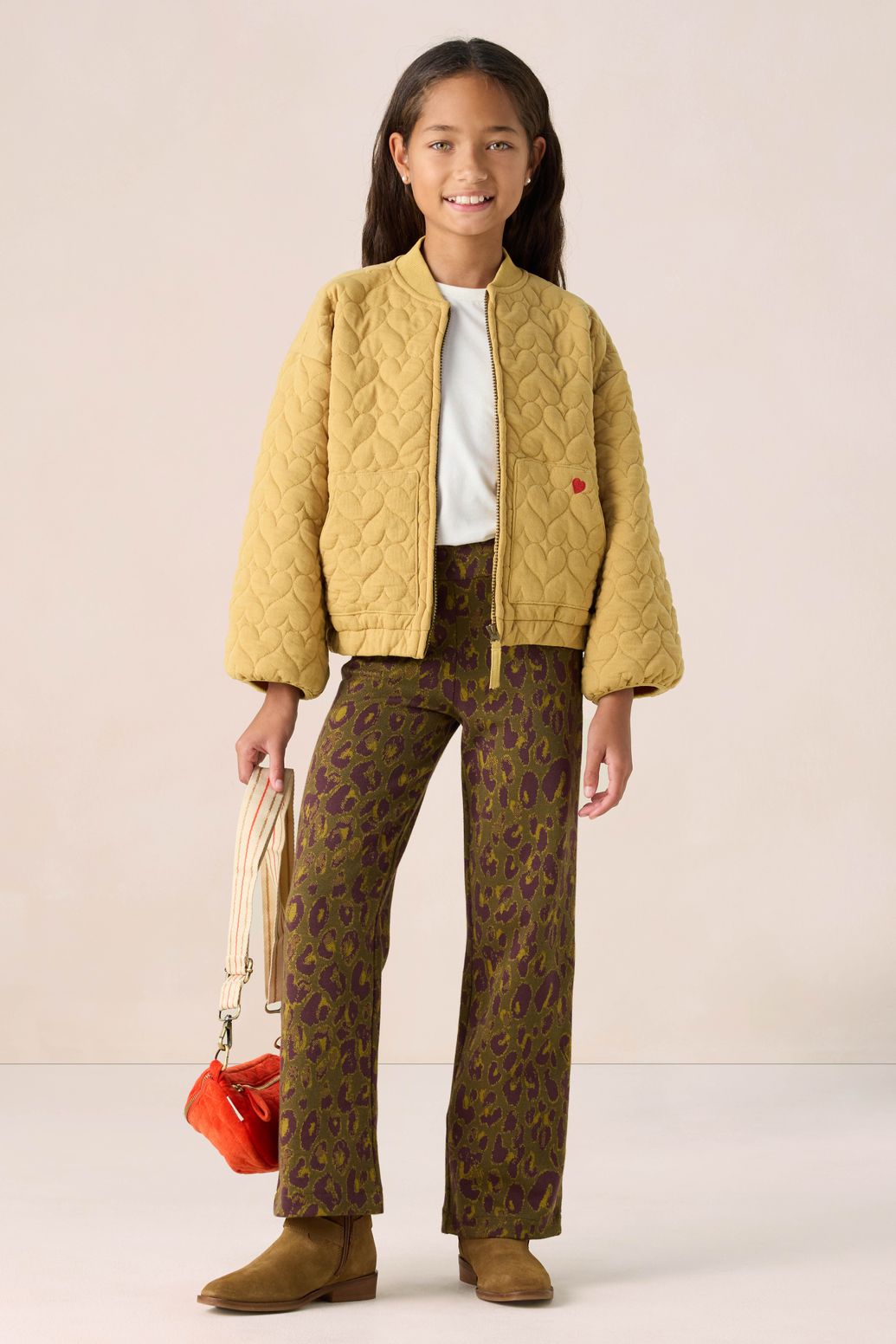 Sac bandoulière en velours avec cœurs - rouge