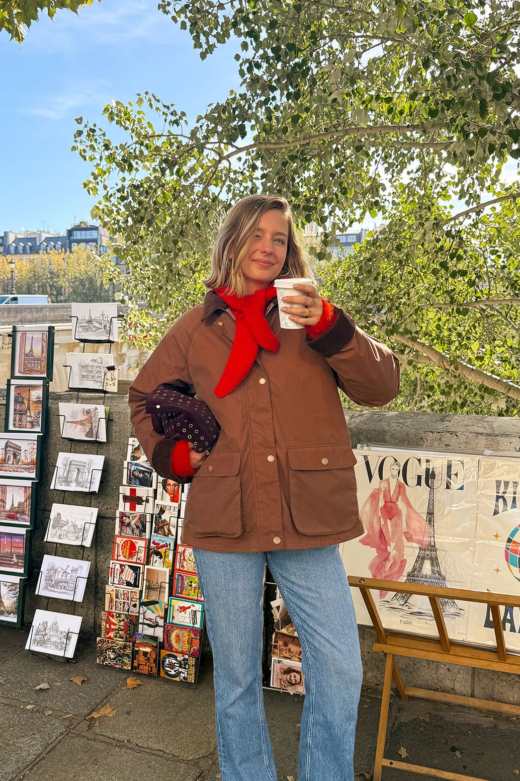 Écharpe bandana tricotée - rouge