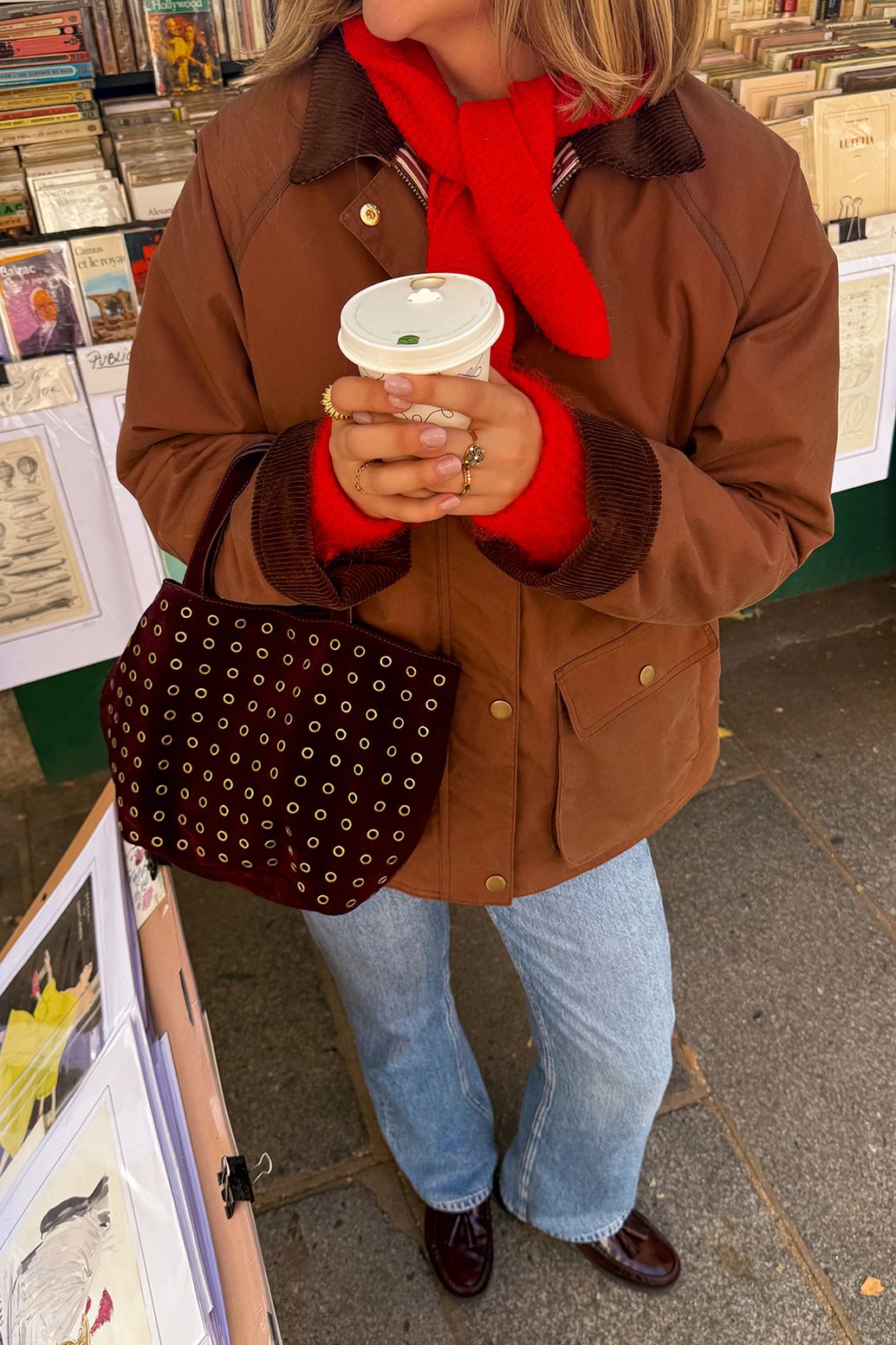 Écharpe bandana tricotée - rouge