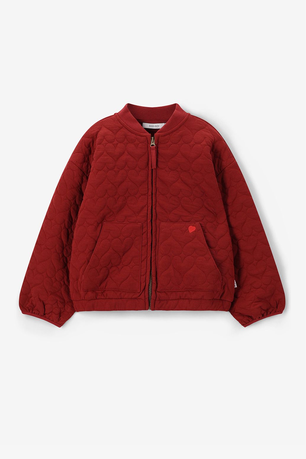 Veste matelassée avec cœurs - rouge foncé