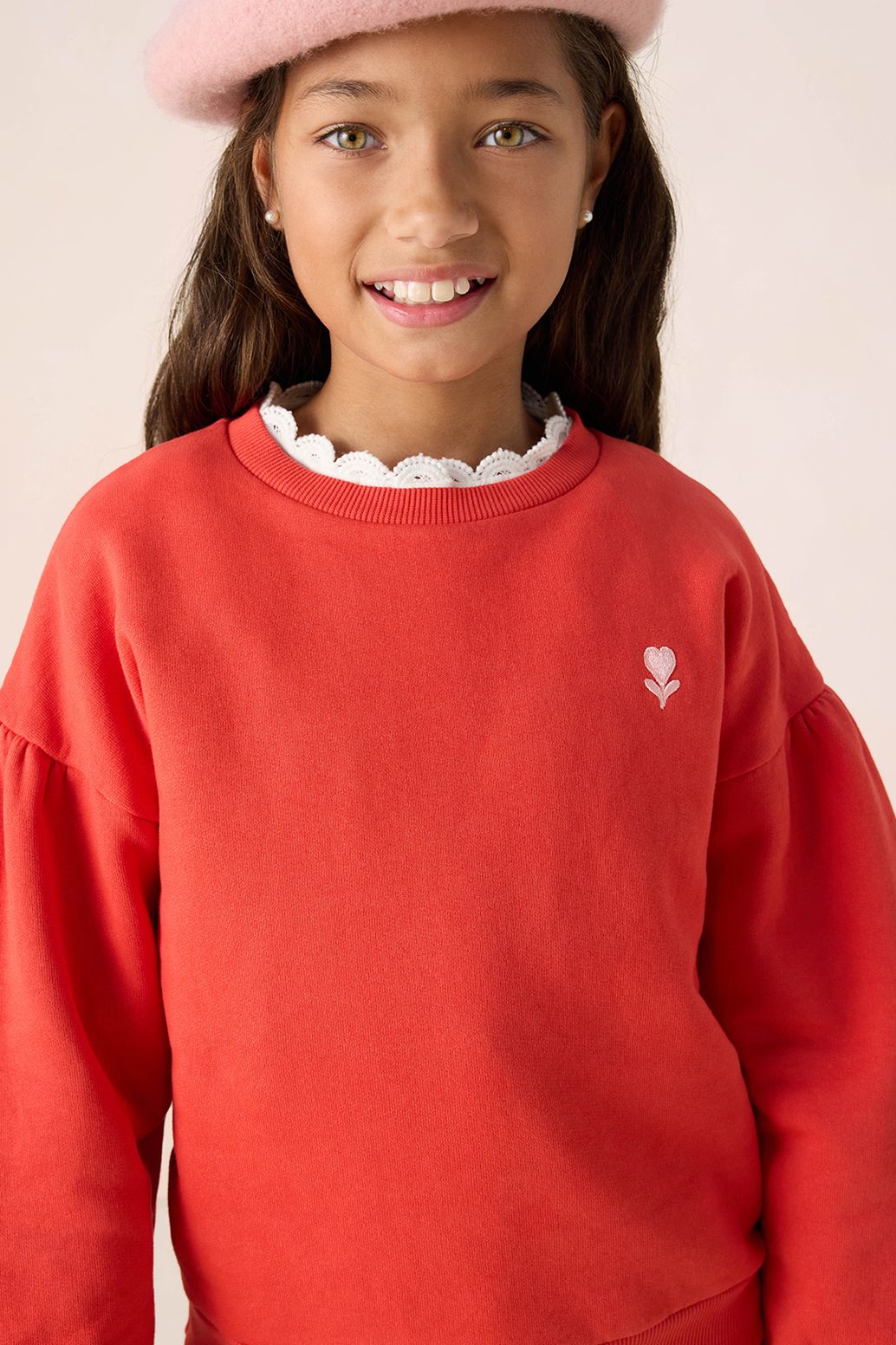 Sweater mit Puffärmeln - rot