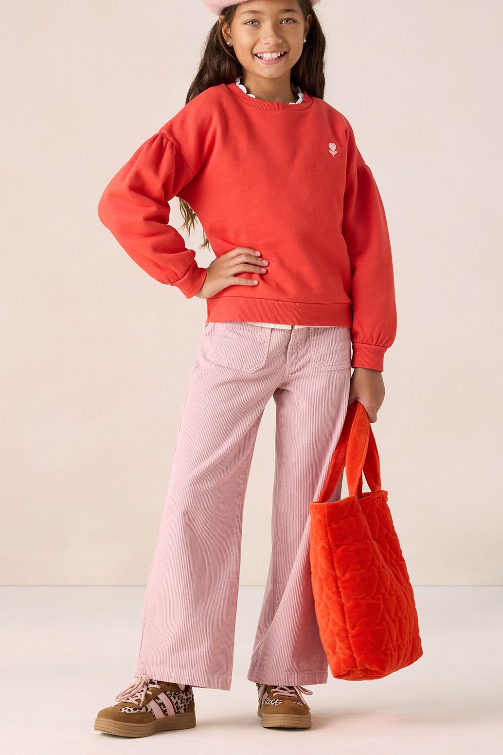 Sweater mit Puffärmeln - rot