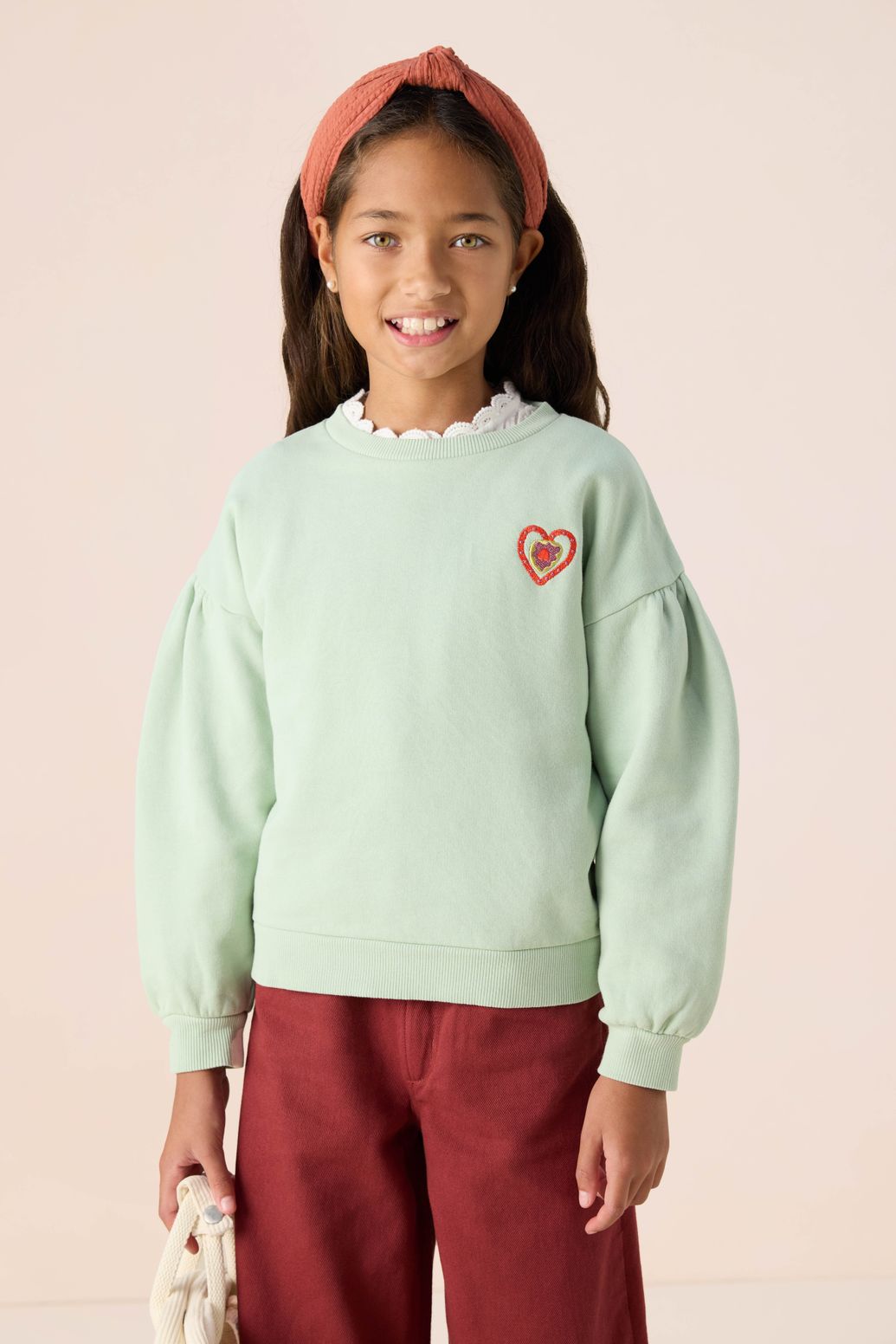 Sweat avec manches bouffantes - vert clair