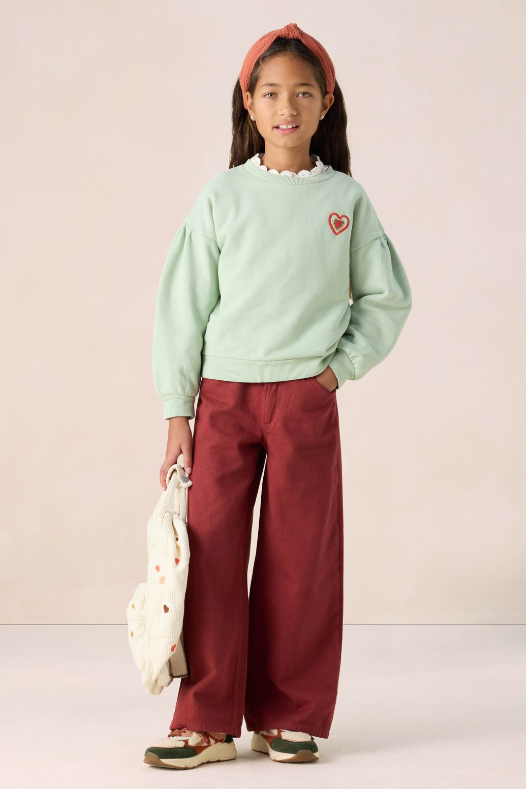 Sweat avec manches bouffantes - vert clair