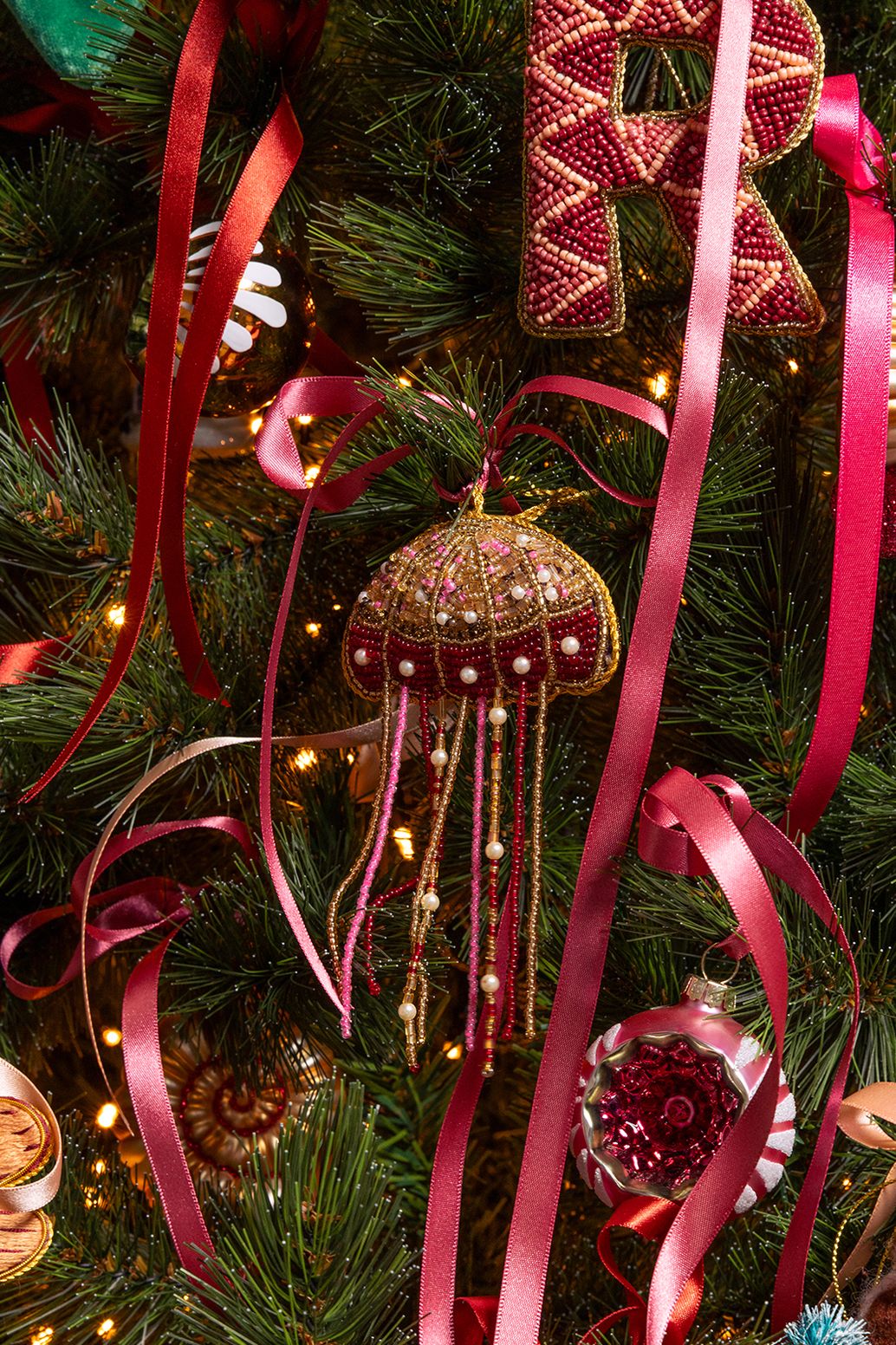 Suspension de Noël méduse - rouge