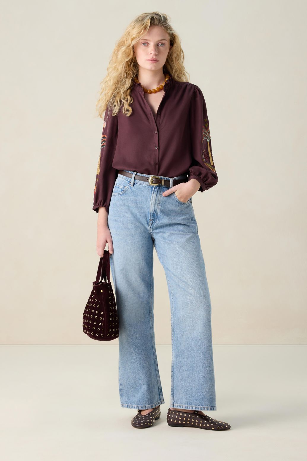 Blauwe high waist cropped bootcut jeans