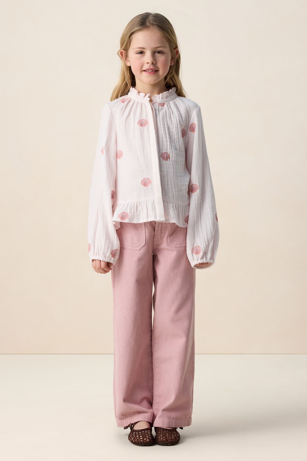 High Waist Cordhose mit geradem Bein - rosa