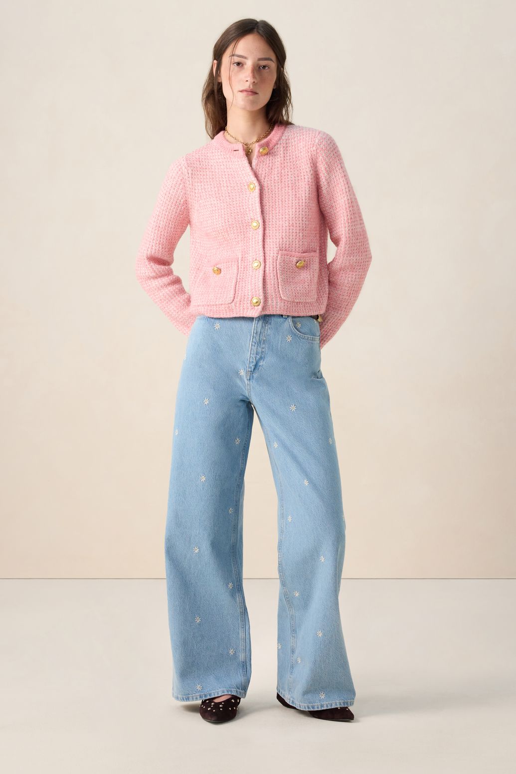 Gilet tricoté - rose