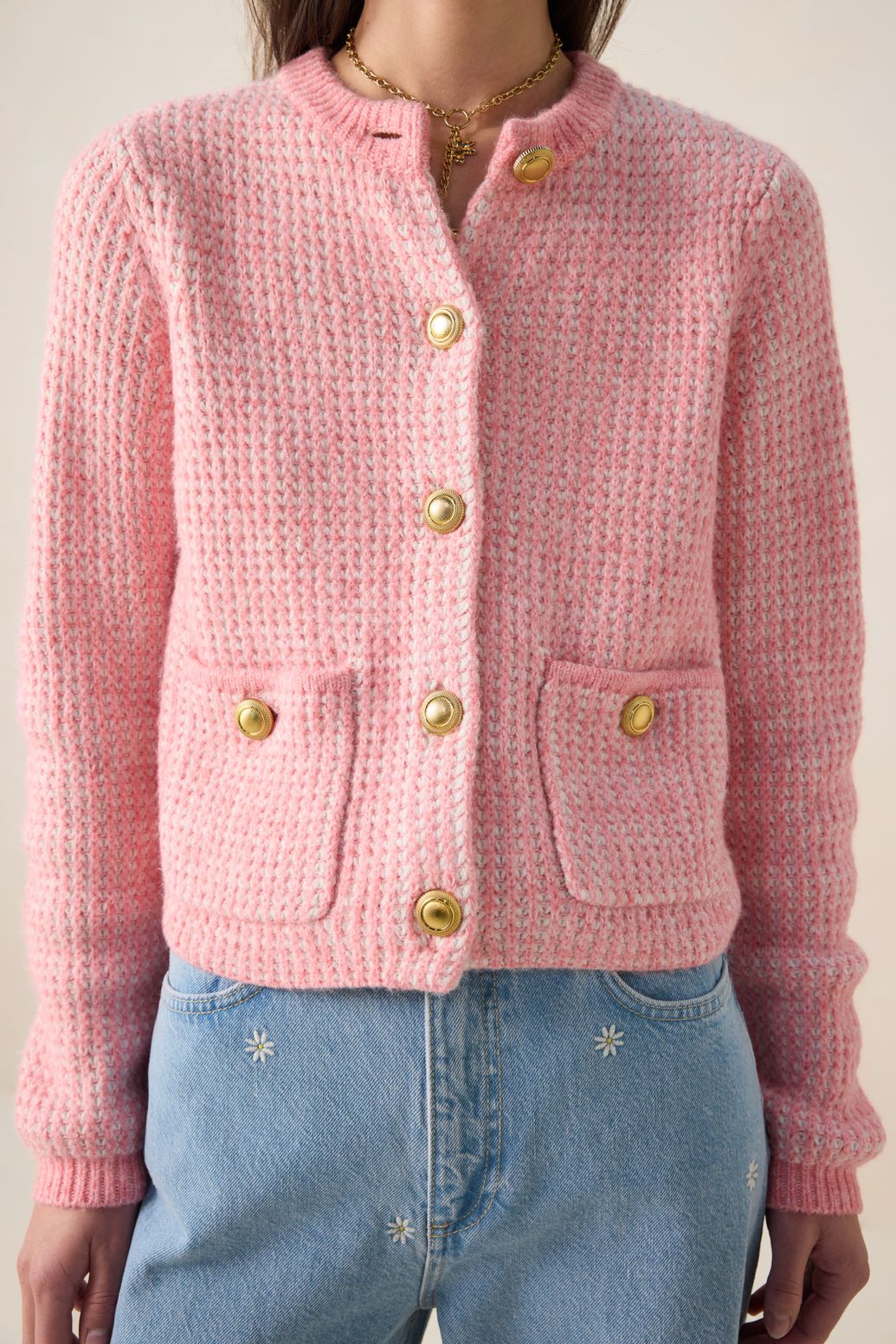 Gilet tricoté - rose