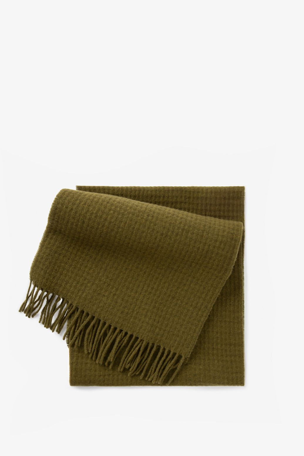 Écharpe en laine avec structure gaufrée - vert foncé