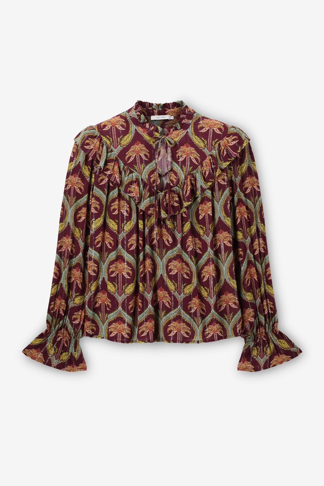 Donkerrode blouse met palm print