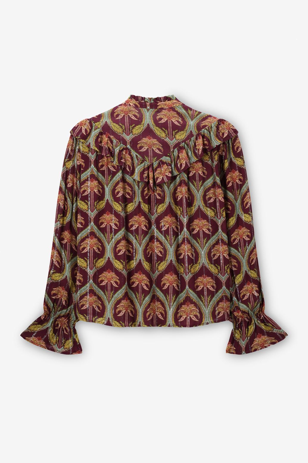 Donkerrode blouse met palm print