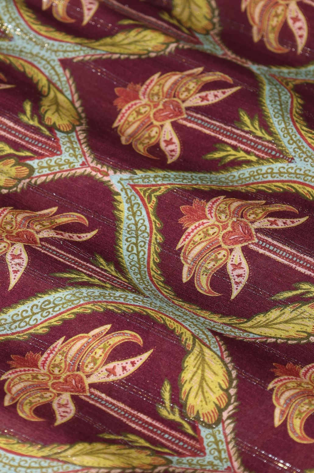 Donkerrode blouse met palm print