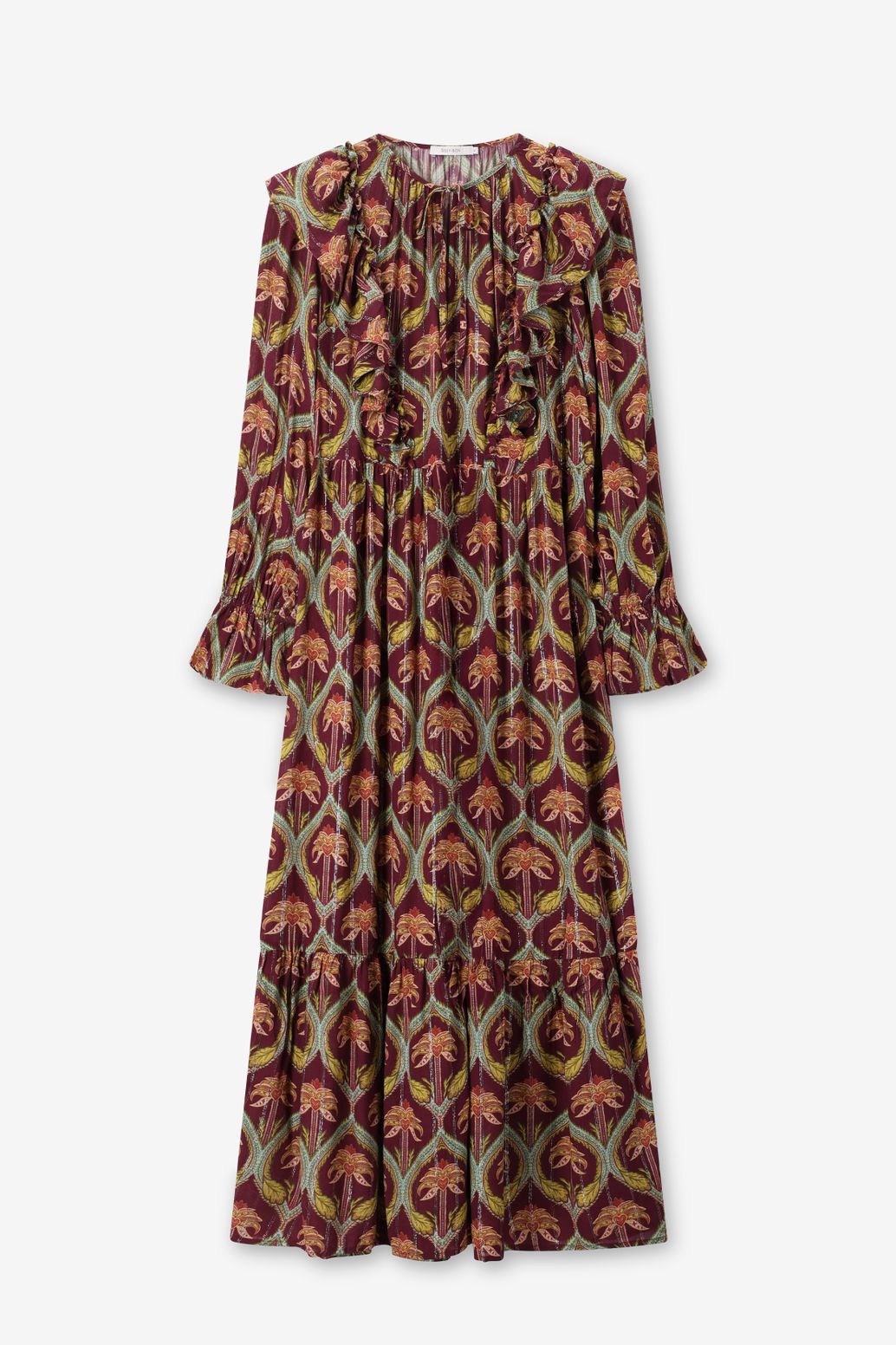 Donkerrode maxi jurk met palm print