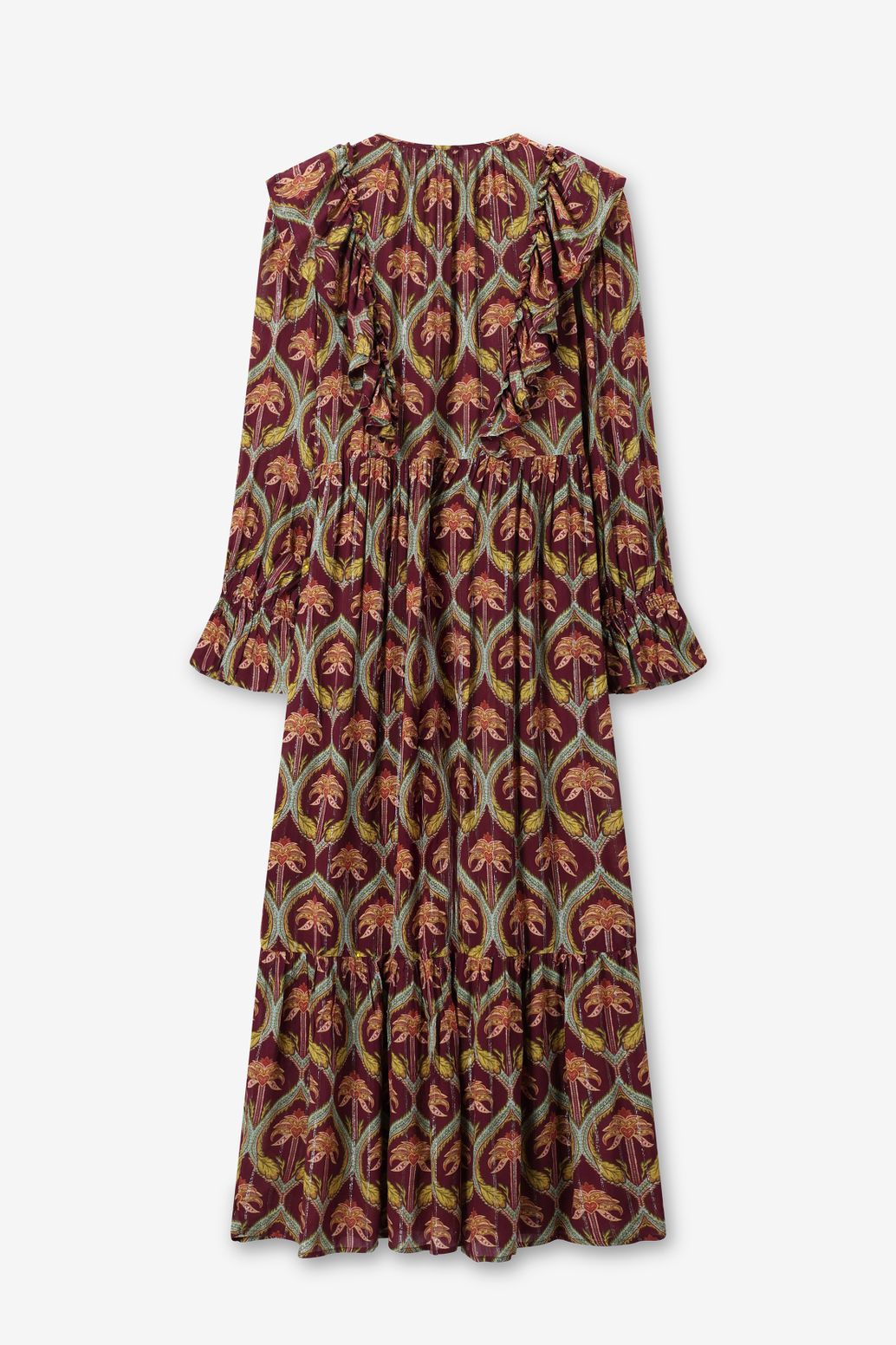 Donkerrode maxi jurk met palm print