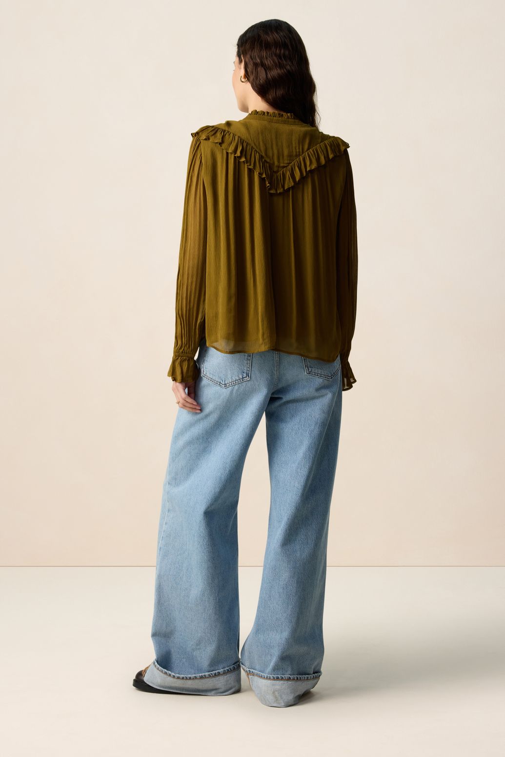 Blouse avec volants - vert foncé