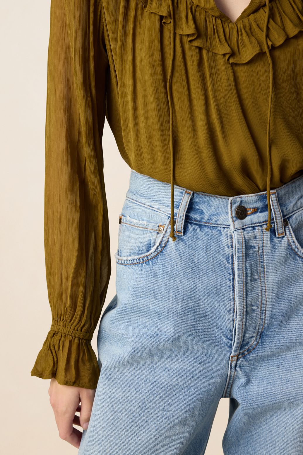 Blouse avec volants - vert foncé