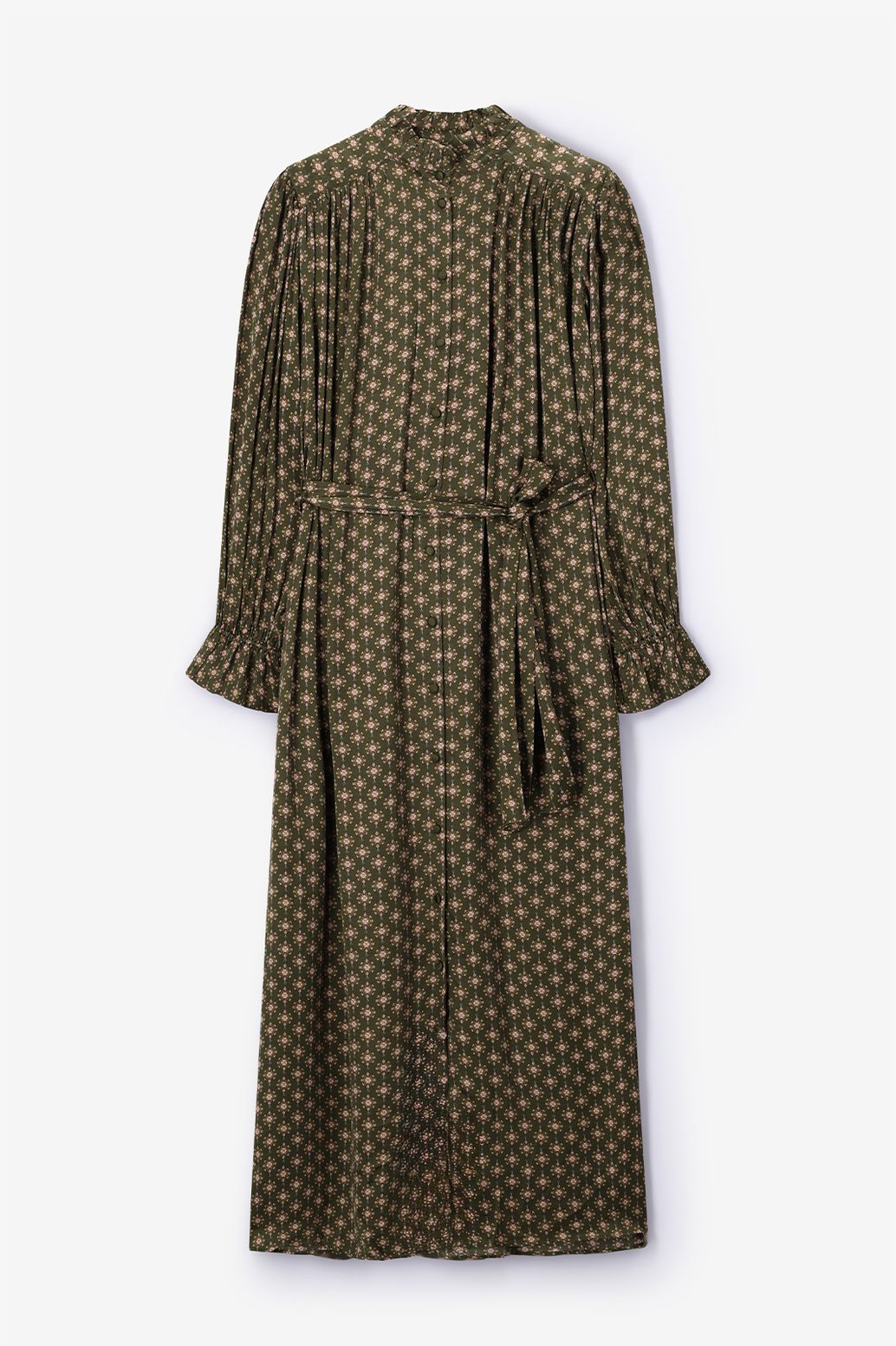 Gemustertes Maxi-Kleid - dunkelgrün