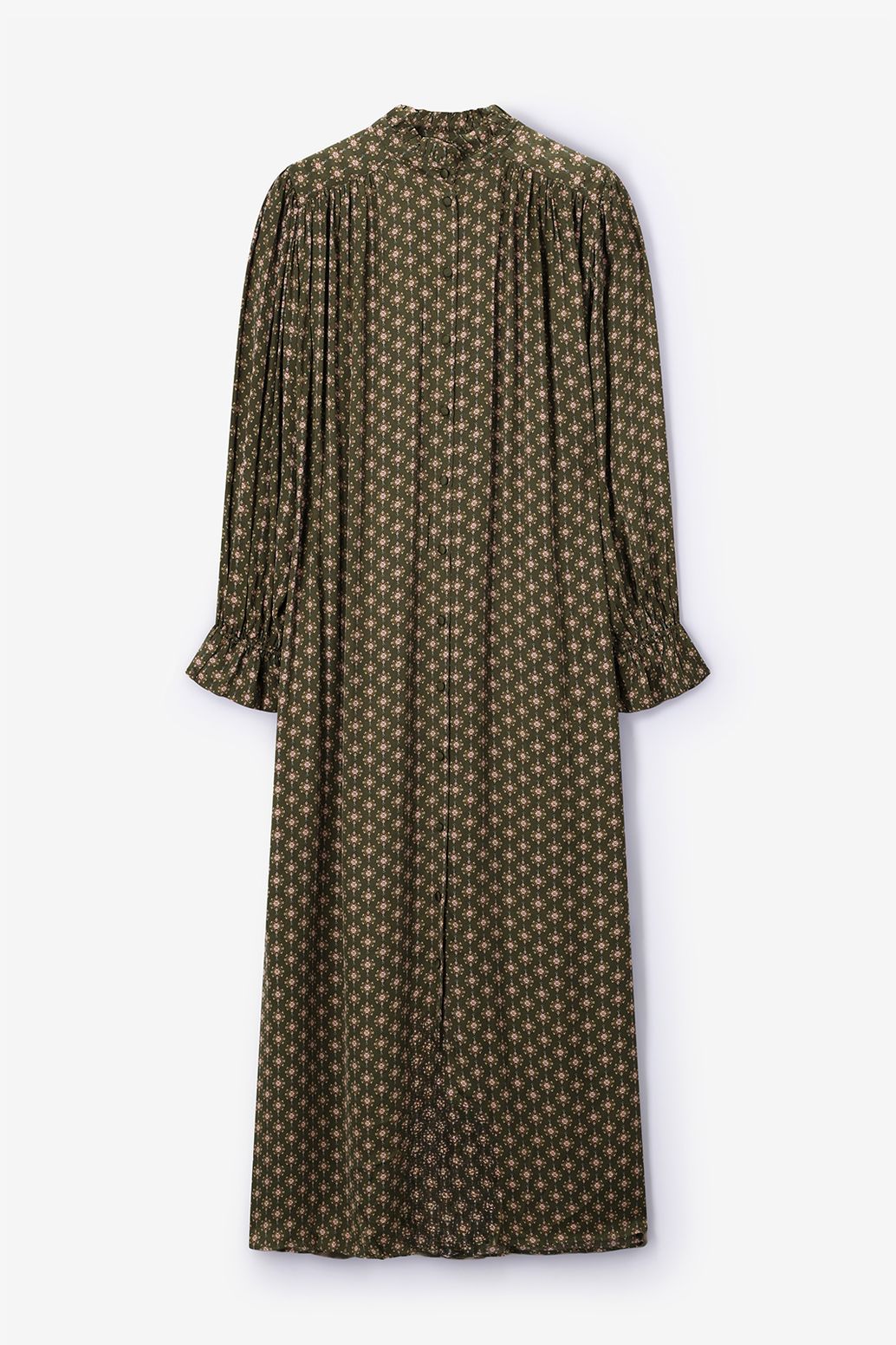 Gemustertes Maxi-Kleid - dunkelgrün