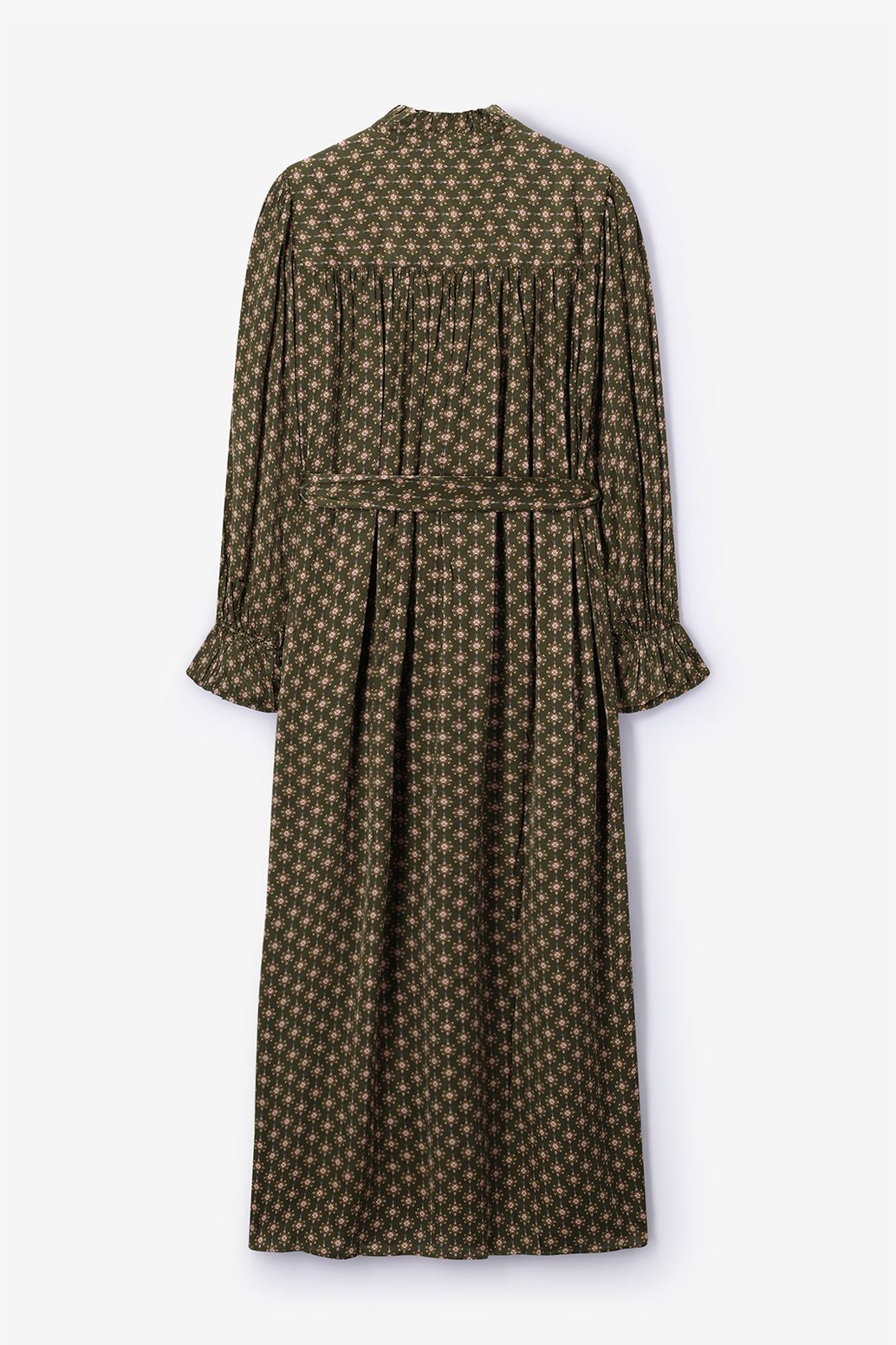 Gemustertes Maxi-Kleid - dunkelgrün