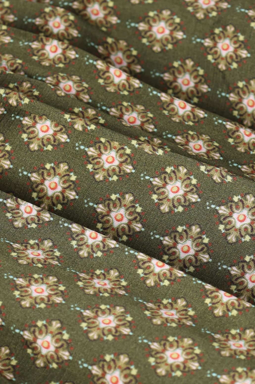 Gemustertes Maxi-Kleid - dunkelgrün