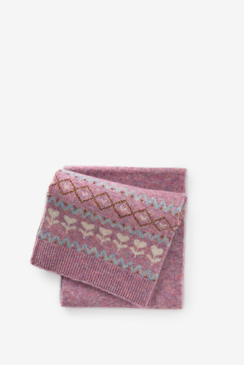 Paarse jacquard sjaal met print