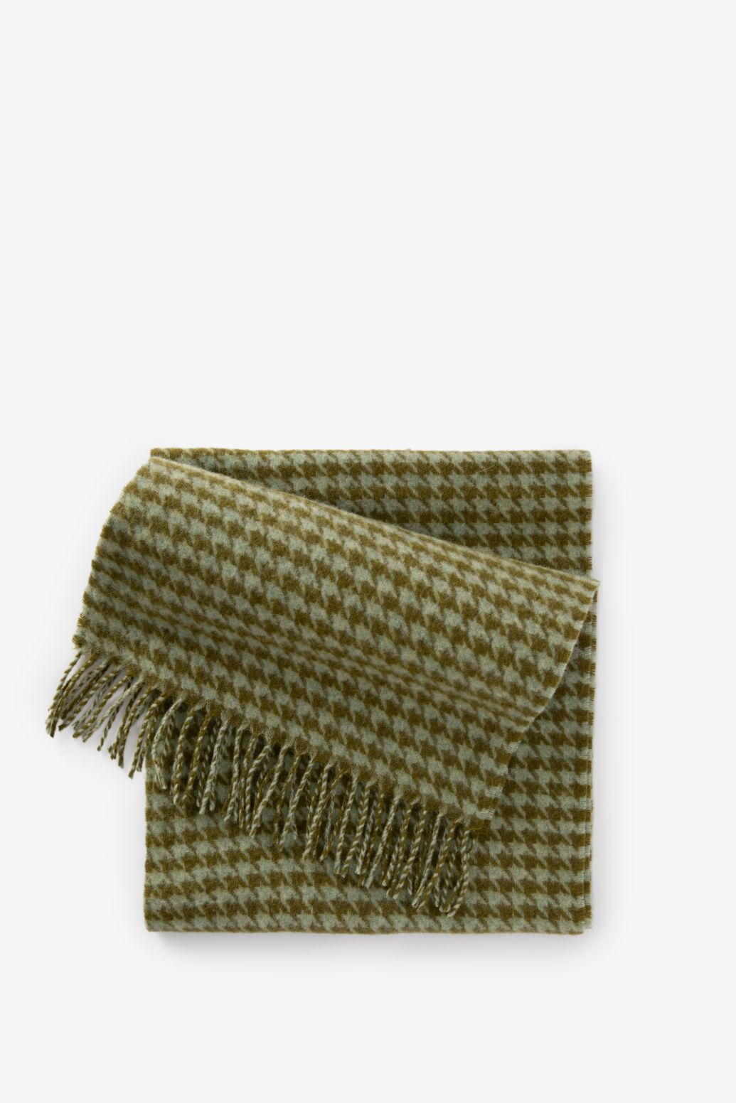 Donkergroene wollen pied de poule sjaal