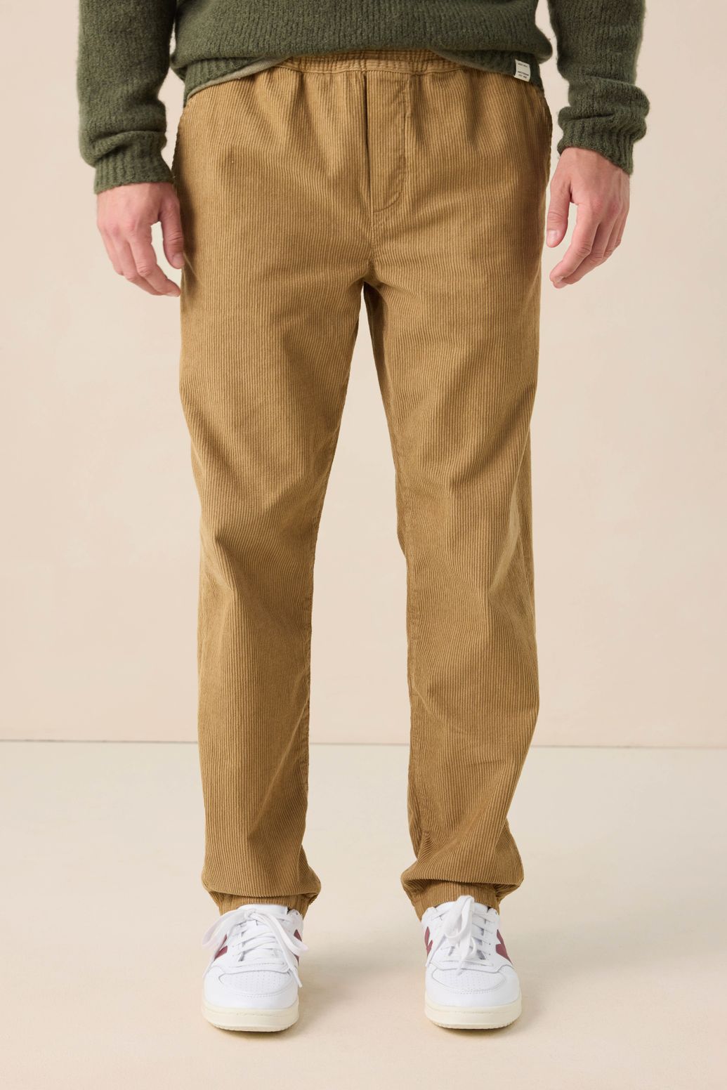 Lichtbruine corduroy mid-rise broek