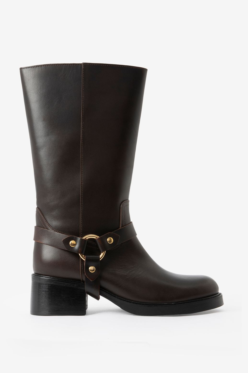 Biker Boots mit Schnalle - dunkelbraun