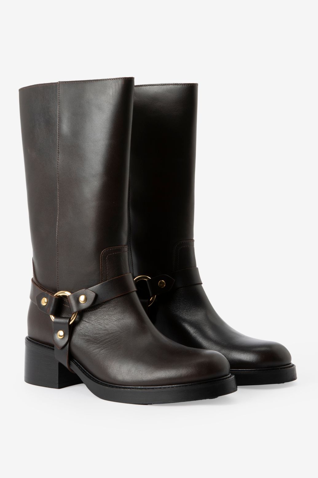 Biker Boots mit Schnalle - dunkelbraun