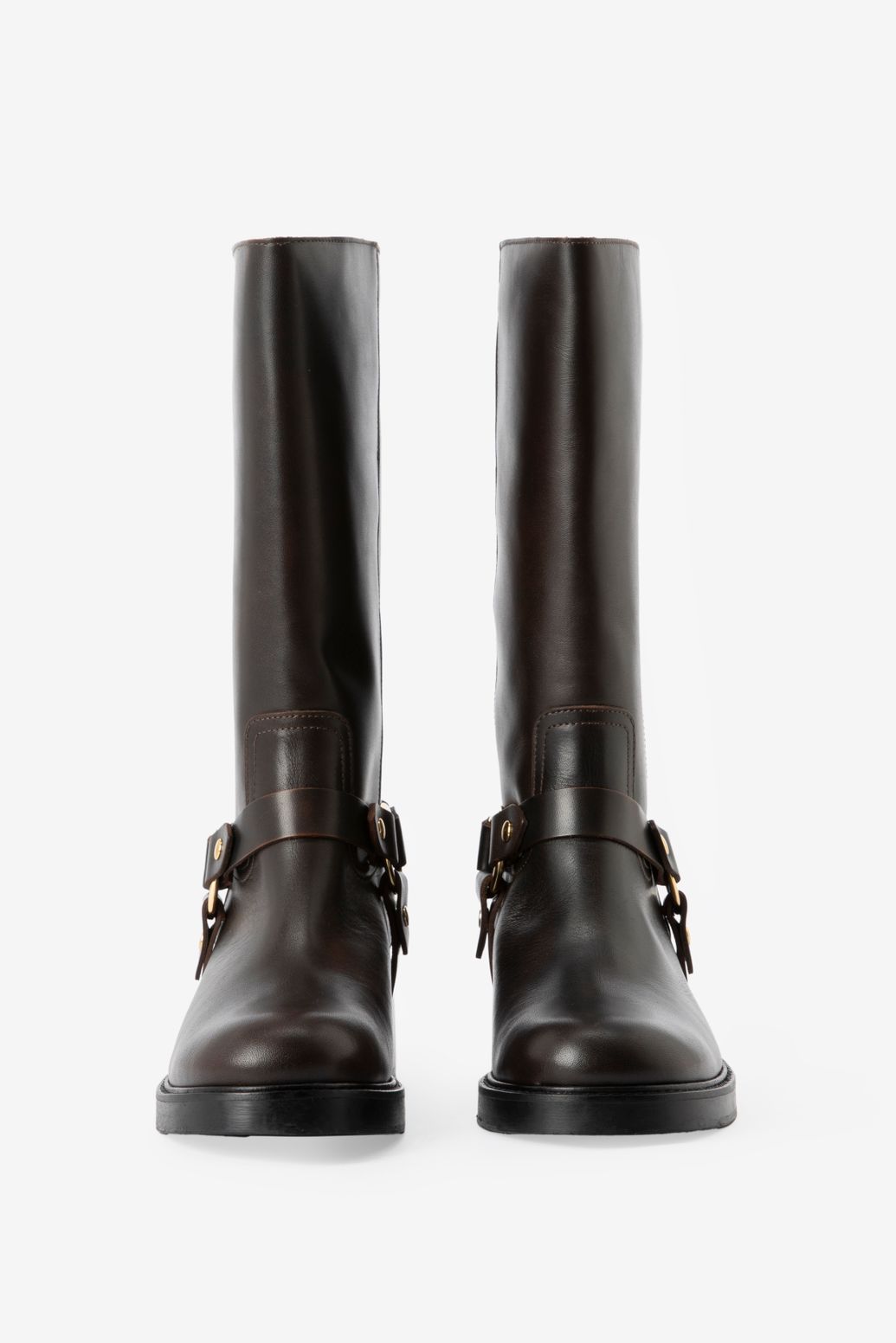 Donkerbruine biker boots met gesp