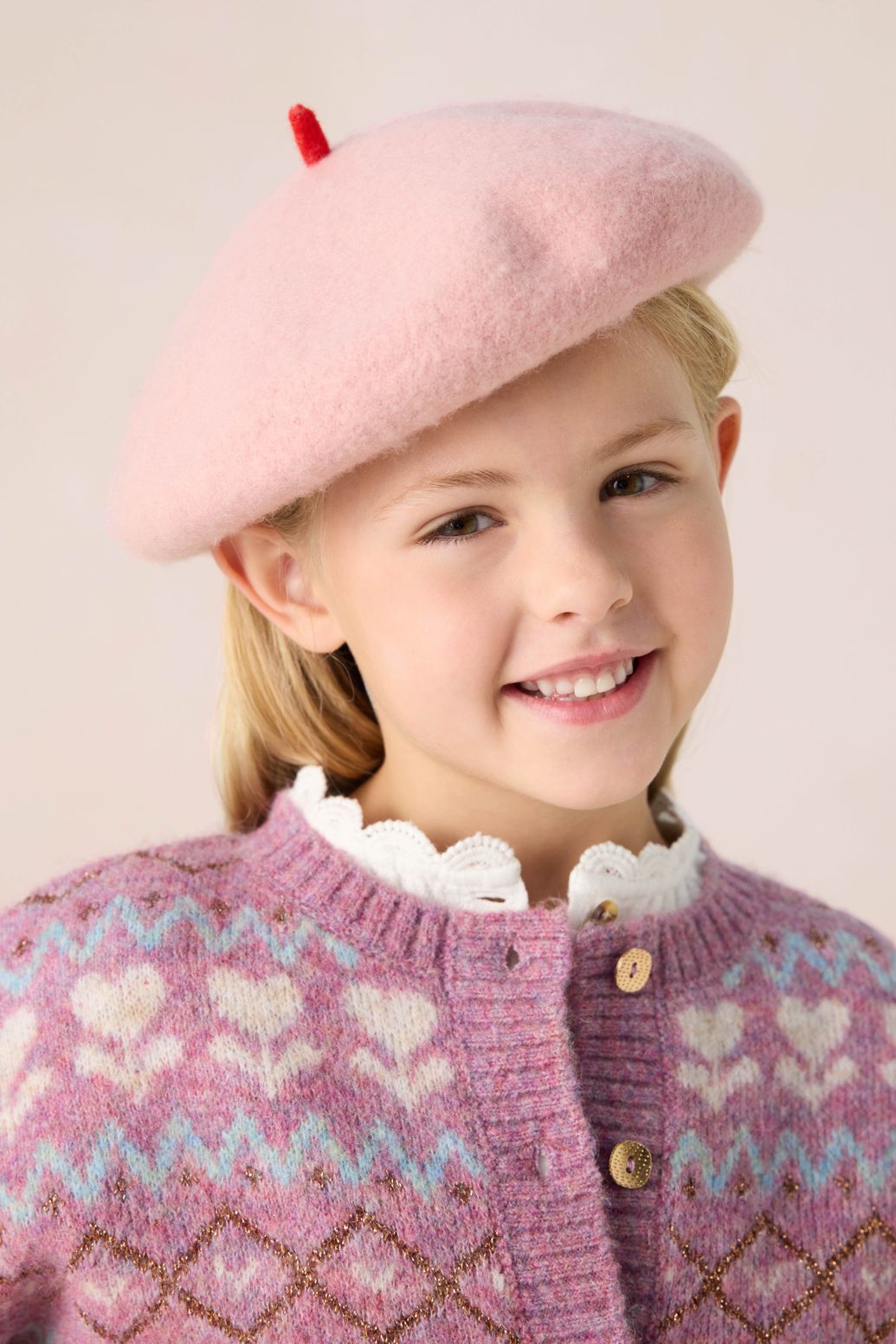 Paars jacquard vest met print