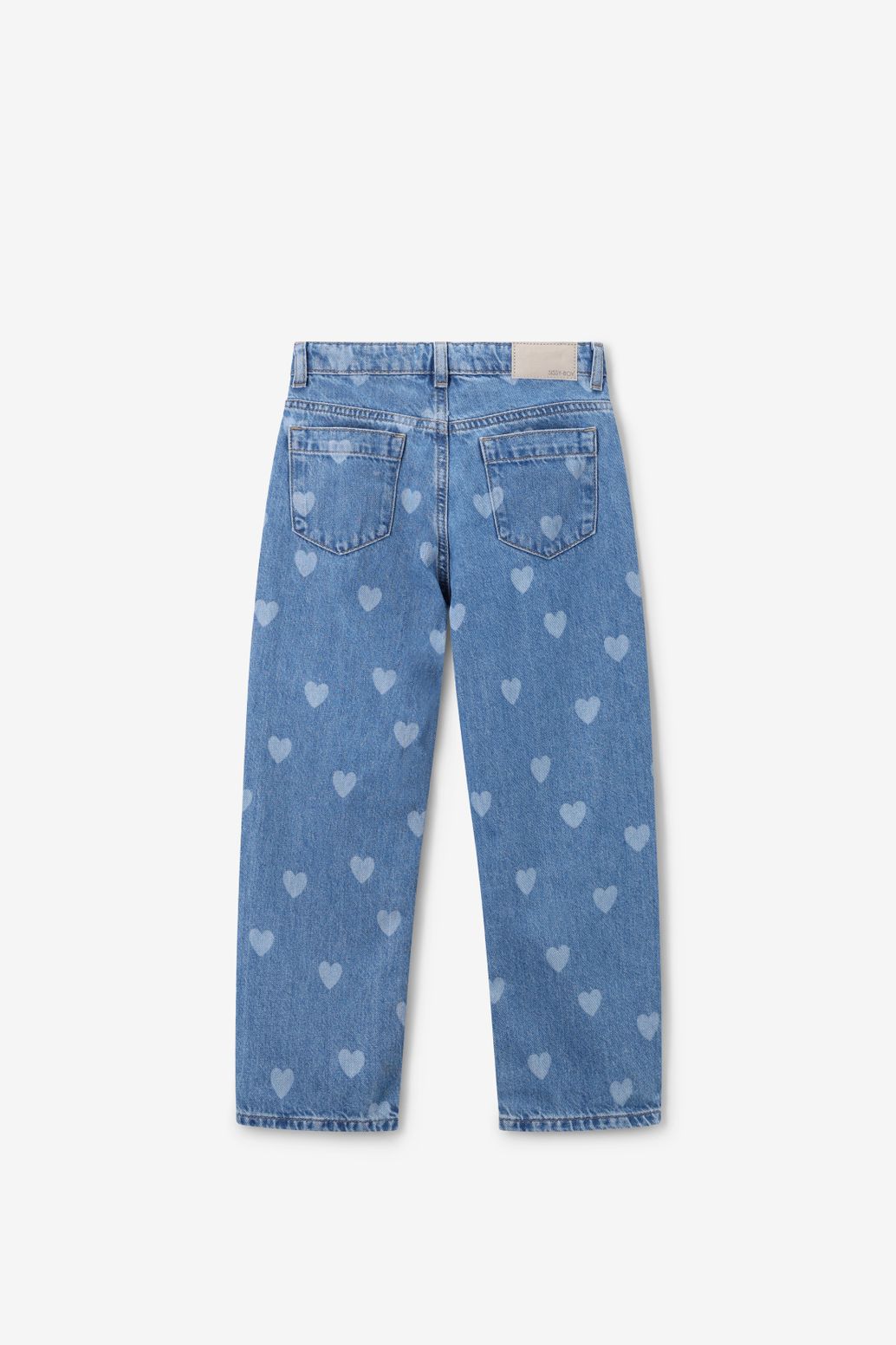 Straight Leg Jeans mit Herzmuster - blau