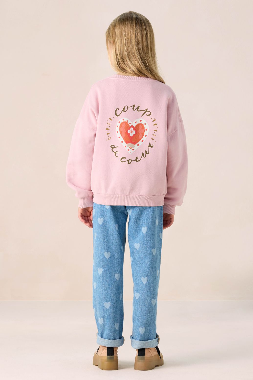 Straight Leg Jeans mit Herzmuster - blau