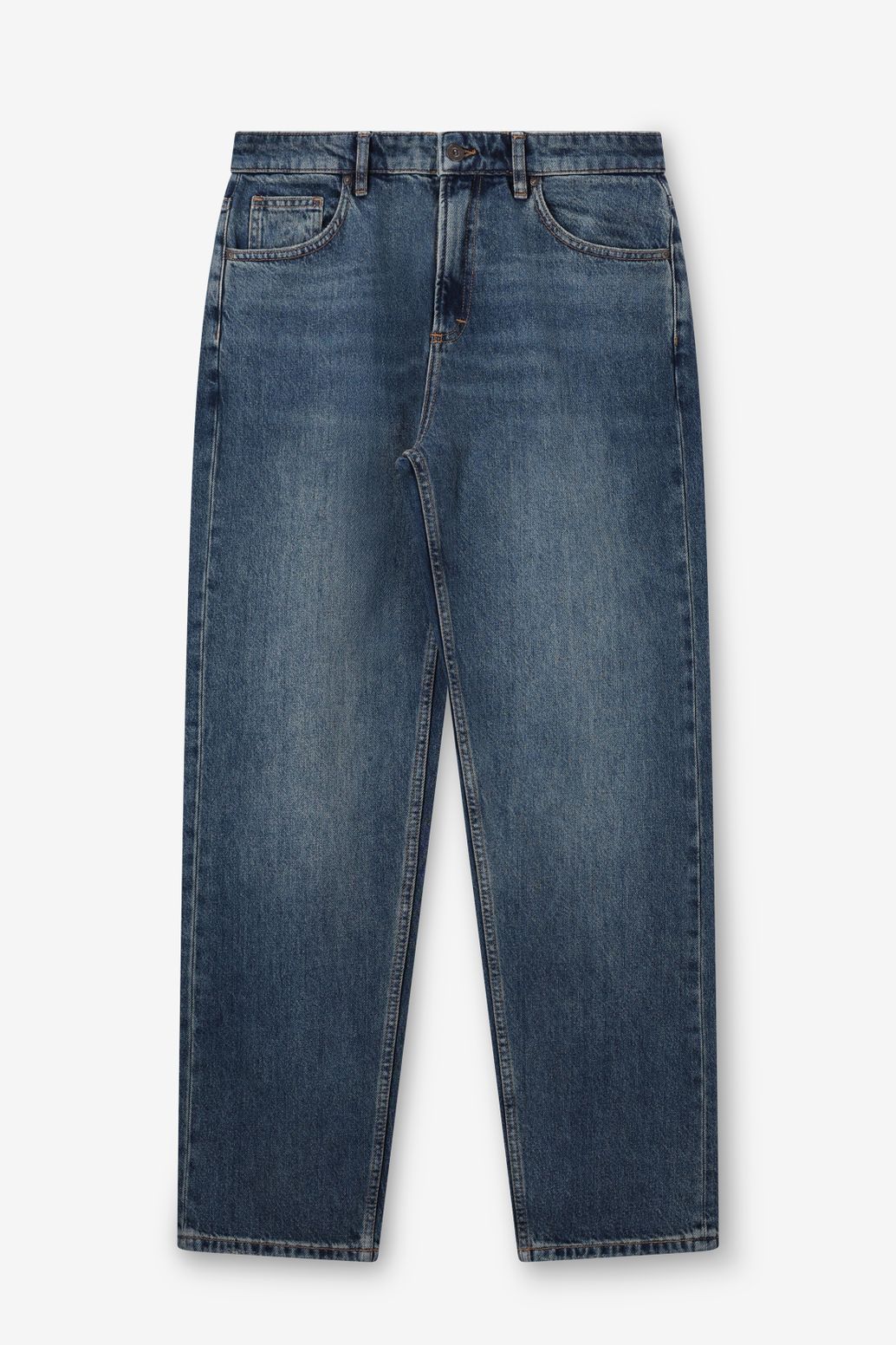 Blauwe mid-rise loose fit jeans