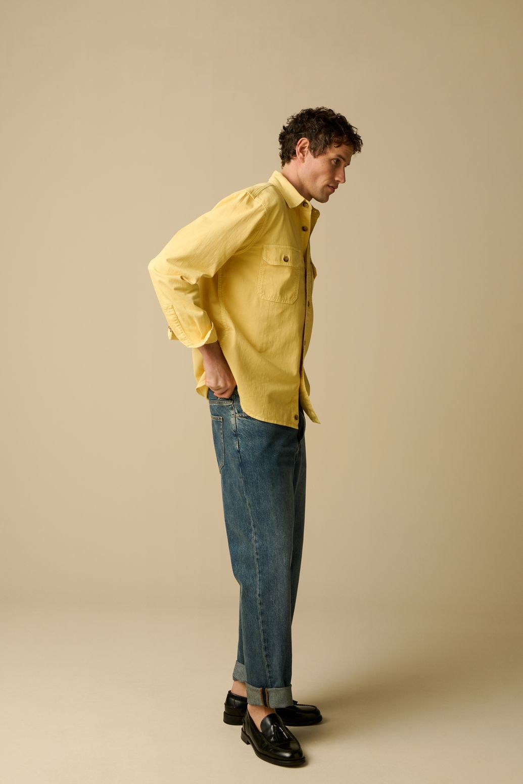 Loose Fit Jeans mit mittelhoher Taille - blau