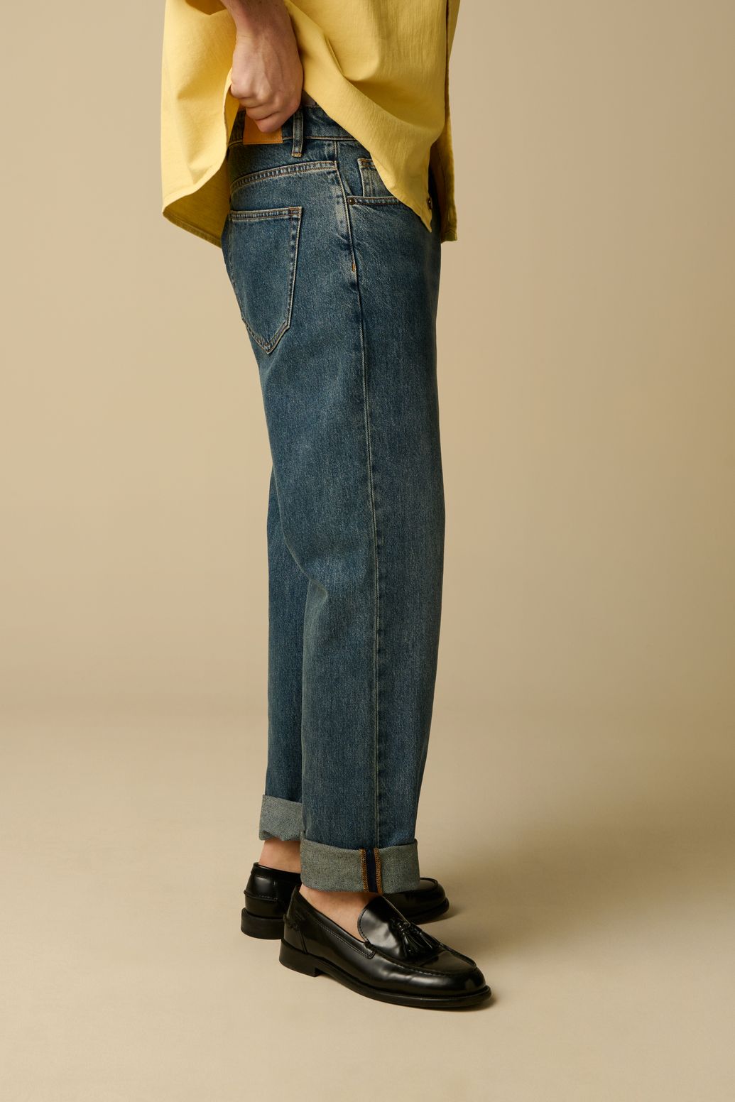 Loose Fit Jeans mit mittelhoher Taille - blau