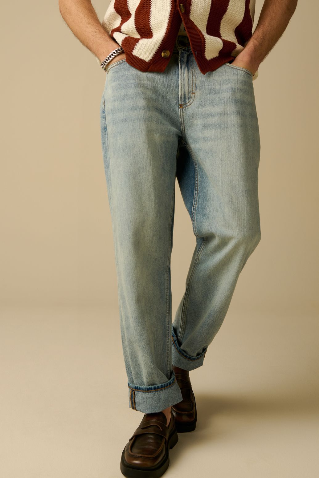 Jean coupe loose taille mi-haute - bleu clair