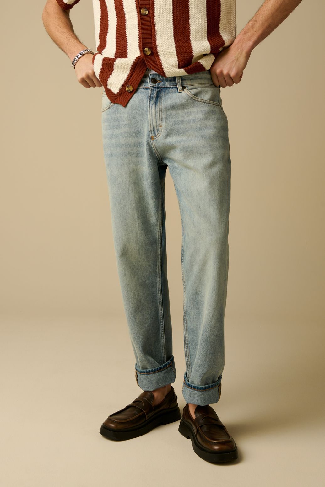 Jean coupe loose taille mi-haute - bleu clair