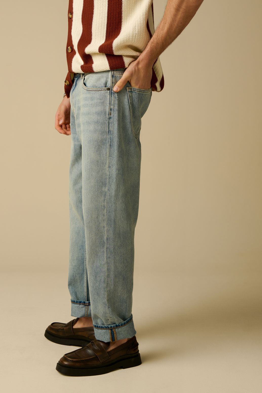 Jean coupe loose taille mi-haute - bleu clair