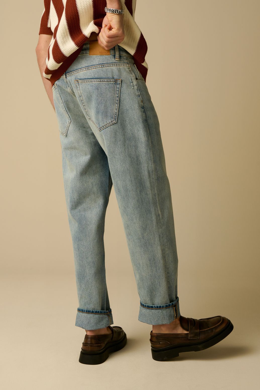 Jean coupe loose taille mi-haute - bleu clair